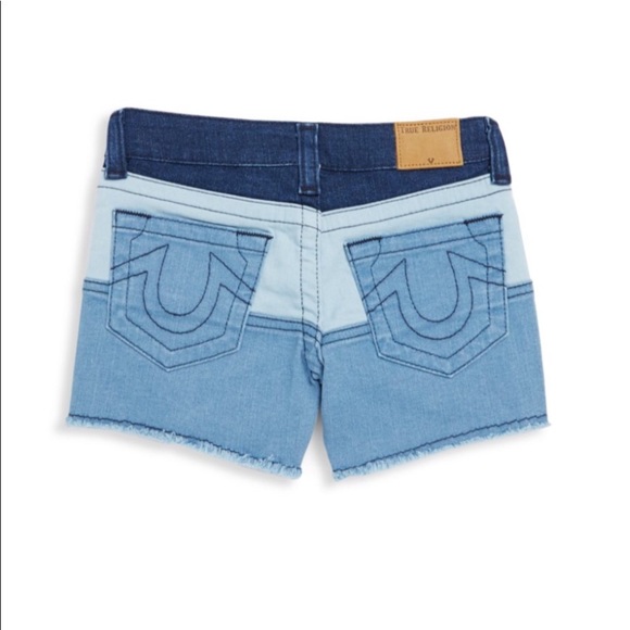 NWT True Religion Girls Color Block Denim Shorts 2T-6X - Picture 3 of 7